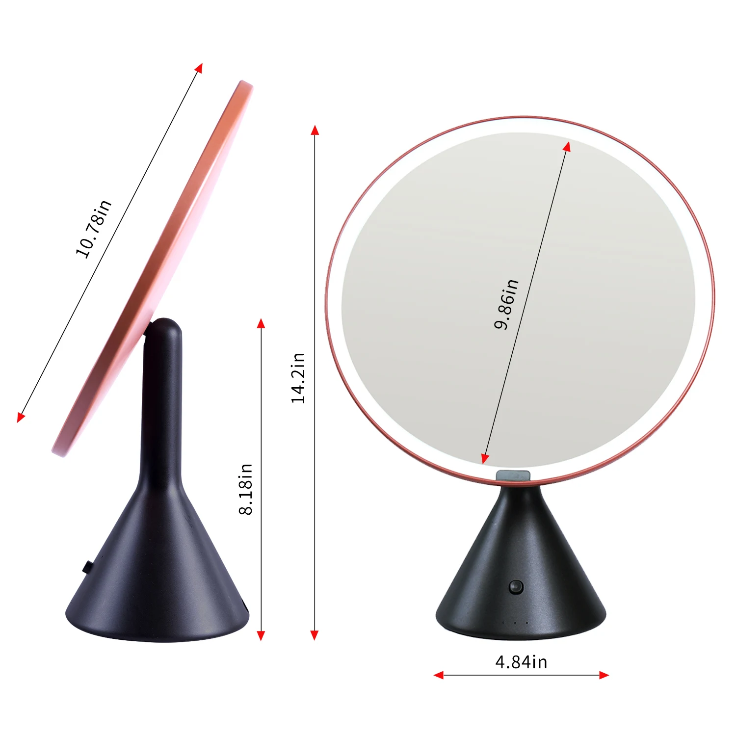 Lighted Makeup Mirror with Lights Wireless Beauty Round Mirrors Battery Operated Large Tabletop Bathroom Vanity Make up Mirror