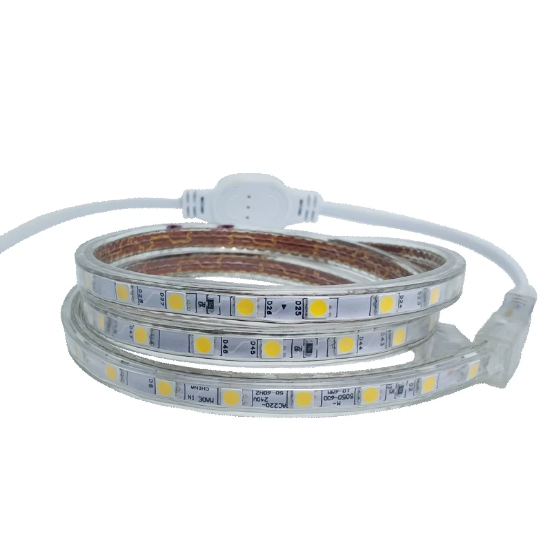 Светодиодная лента 220 В светильник SMD 5050 60 светодиодов/м Водонепроницаемая IP67 12