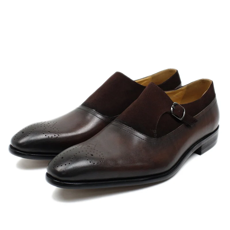 Классические деловые мужские туфли на ремешке Туфли под платье из натуральной