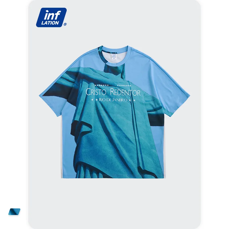 

INF Unisex T-shirt Man Woman Fashion Print T-shirt Summer Street Culture Statue Full Digital