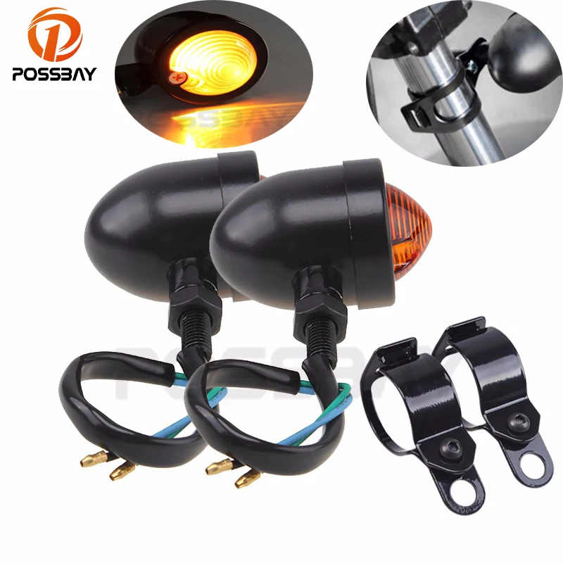 POSSBAY Motorcycle Turn Signal Light Indicator Blinker Flasher for Suzuki Harley Bobber Chopper Honda Custom Lamps |