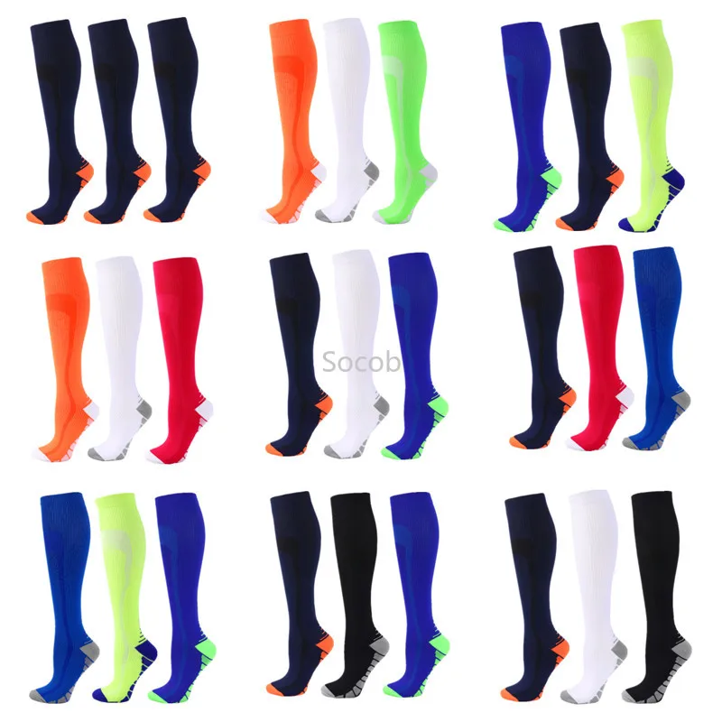 3 Pcs/Pack Compression Socks Running Sports Stockings 20-30 Mmhg Men Women Soccer Cycling Football Marathon Varicose Veins Socks