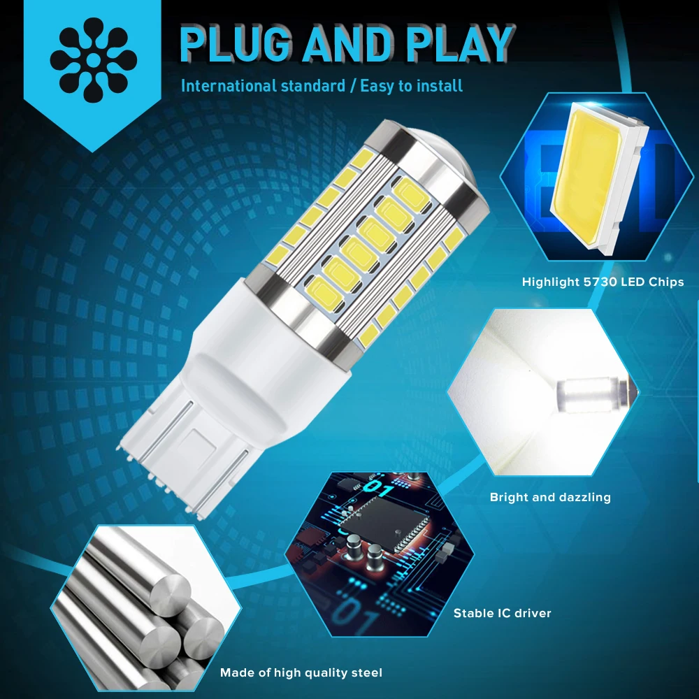 2x 1400Lm T20 7440 W21W WY21W супер яркий светодиодный Автомобильная резервная копия