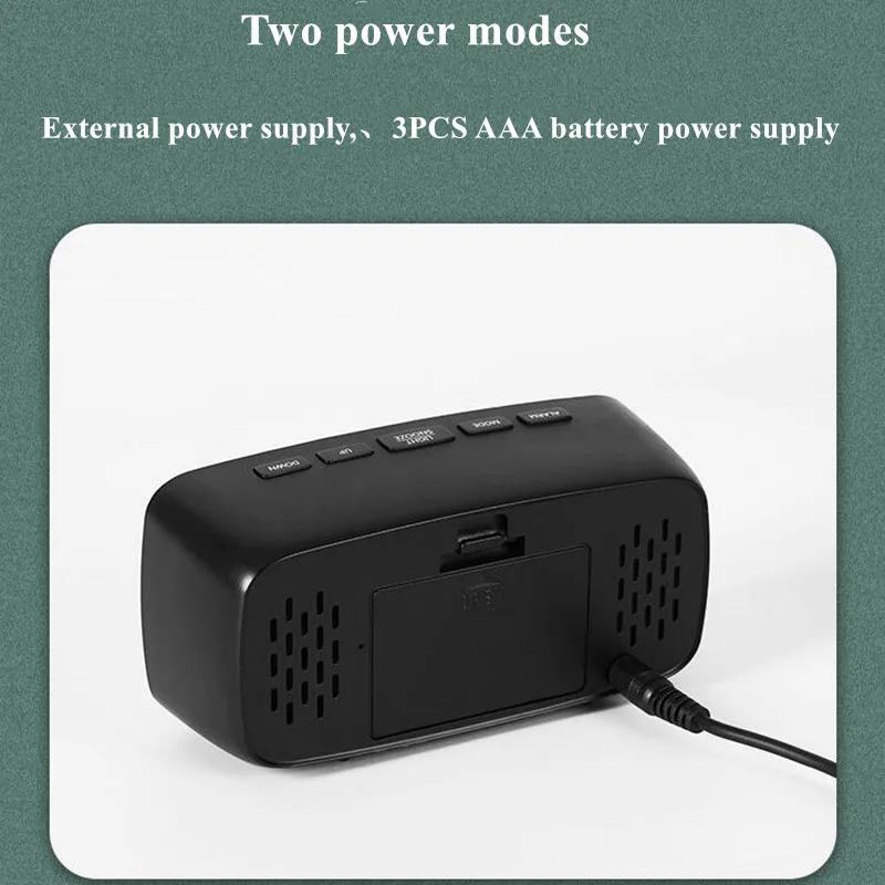

Alarm Clock LED Digital Clock Voice Control Snooze Time Temperature Display Night Mode