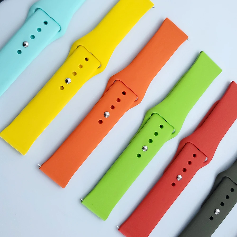 

20mm watch strap For Samsung Galaxy watch Active 2 3 45mm 46mm/42mm/Gear S3 Silicone 22mm bracelet Huawei wtach GT 2/pro Strap