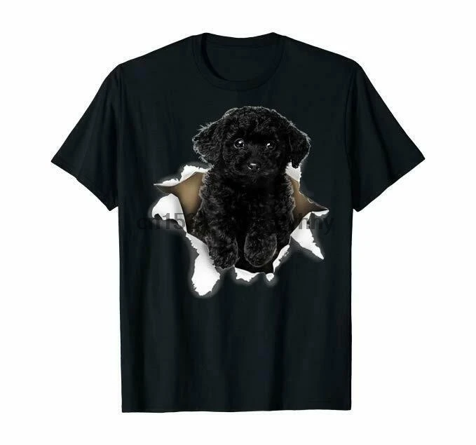 Черная Игрушка Пудель рваная футболка Собака |