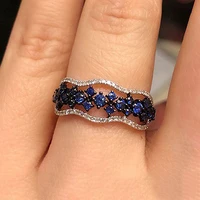 ustar blue cubic zirconia wave rings for women 2019 fashion wedding jewelry sparkly crystals engagement rings female anel gift