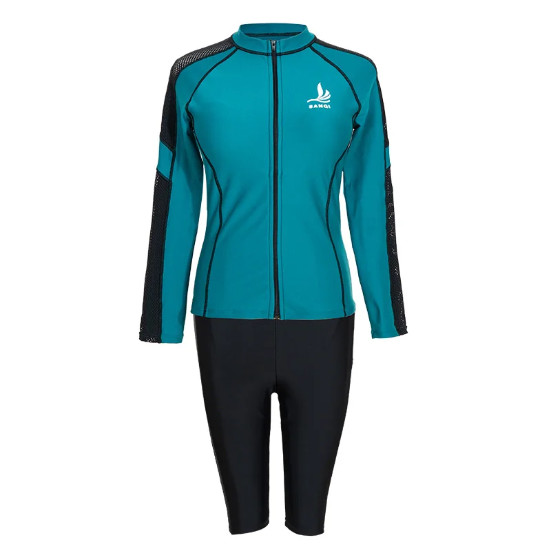 

Surf swimsuit ladies Long SleeveTops and Half Length Pants Two Pieces Swimsuit Rash Guard Swimming Diving Suits Wetsuits