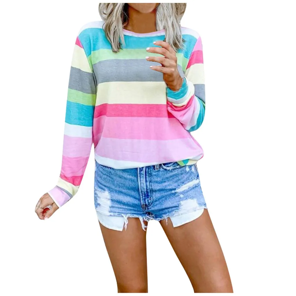 Женская зимняя футболка в полоску с длинным рукавом | одежда