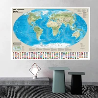 225150 the world tectonics map with national flags the dynamic earth plate non woven canvas painting school supplies home decor