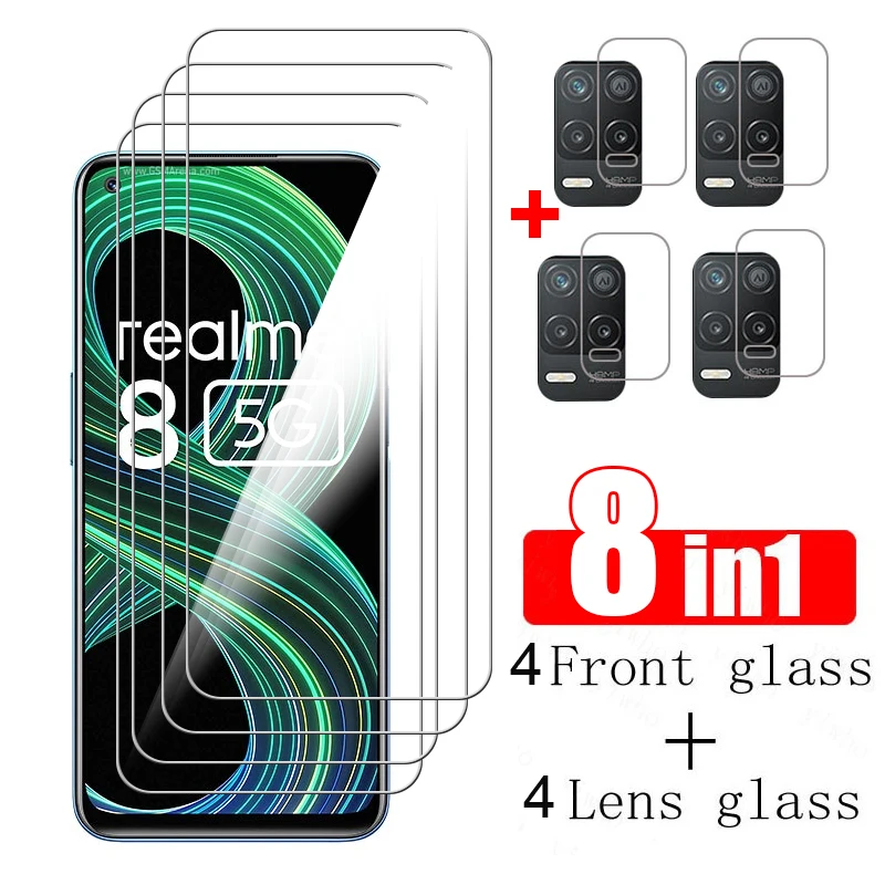

Защитное стекло 8 в 1 для Realme 8 7 6 5 Pro, закаленное стекло для Realme 6i 6S 5S 5i 7i Global 7 Asia Lens, стеклянная пленка с полным покрытием