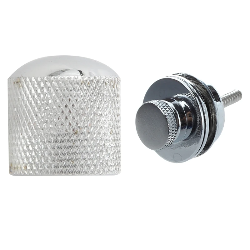 

Flat Head Chrome Strap Lock For Electric Guitar With 4X Guitar Dome Control Knobs For Fender Tele Replacement, Silver