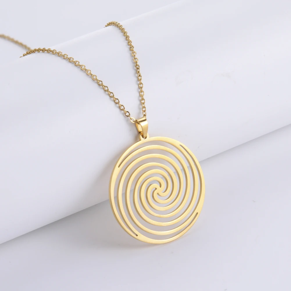

My Shape Women Geometric Spiral Round Pendant Necklace for Men Hollow Stainless Steel Dizziness Talisman Amulet Fashion Jewelry