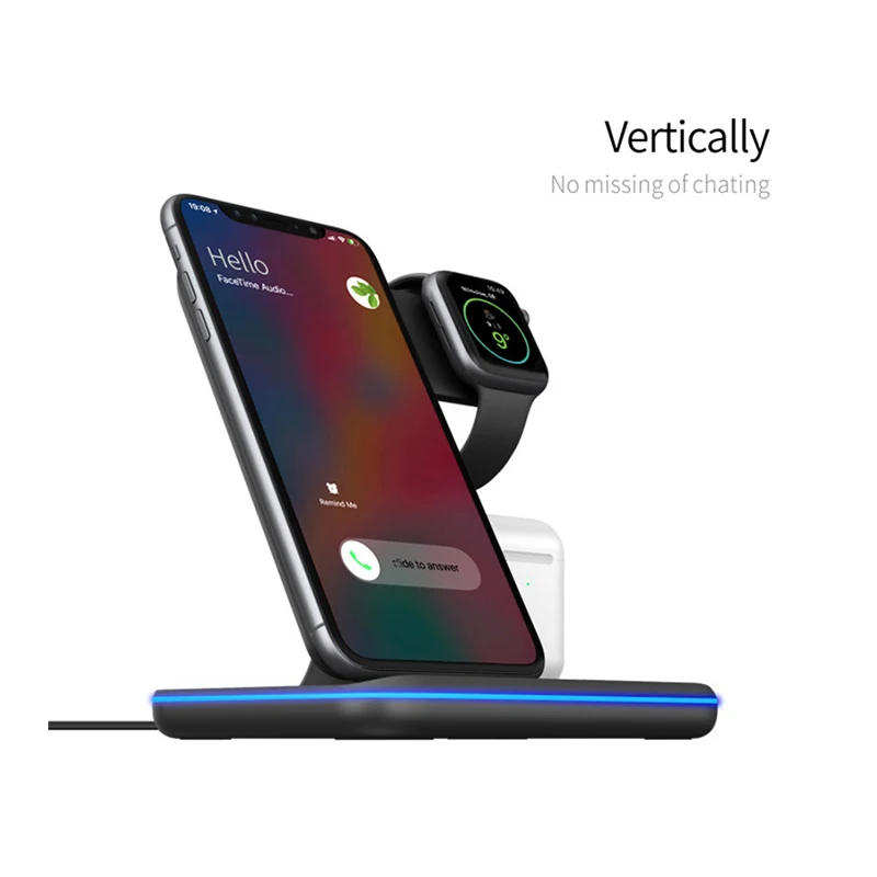 

Wireless Multi-Function Charger Mobile phone holder Mobile Phone Headset Watch Three-In-One Safe Wireless Fast Charging