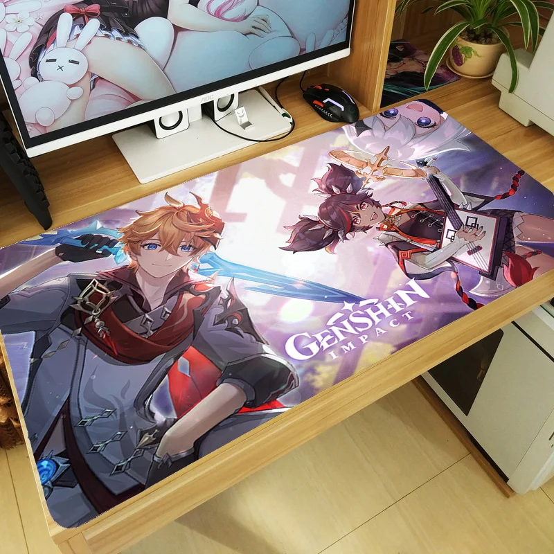

HOT Game Genshin Impact Xinyan Tartaglia Mouse Pad Large Mice Mat Tabletop Keyboard Desk Mat Playmat Mousepad Drop shipping