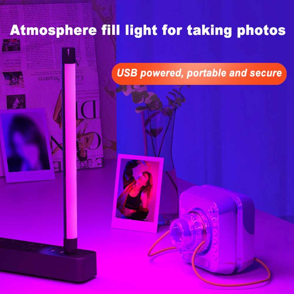 

LED Fill Light RGB Lamp Colorful Atmosphere Night Lights USB Powered Selfie Lamp Remote Control Photography Lighting Stick