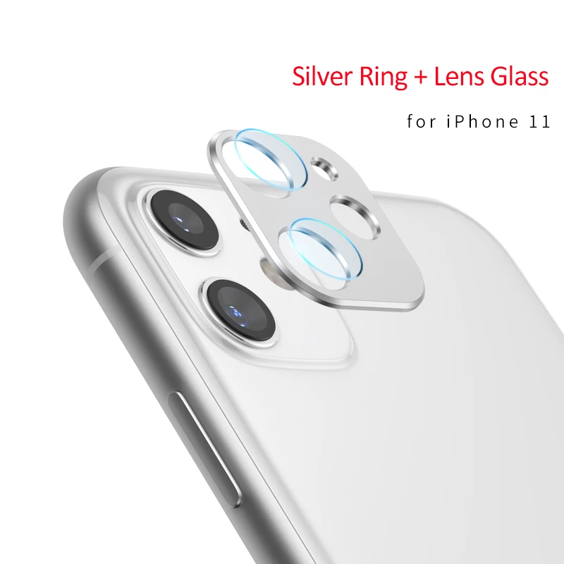 Silver 2 Для iPhone 11 Pro Max пленка из закаленного стекла задняя крышка объектива камеры металлическое защитное кольцо чехол для iPhone 11 защита экрана - Цвет: Silver 2