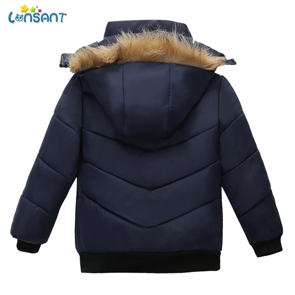 Детская куртка для мальчиков LONSANT теплая зимняя с капюшоном верхняя одежда N30