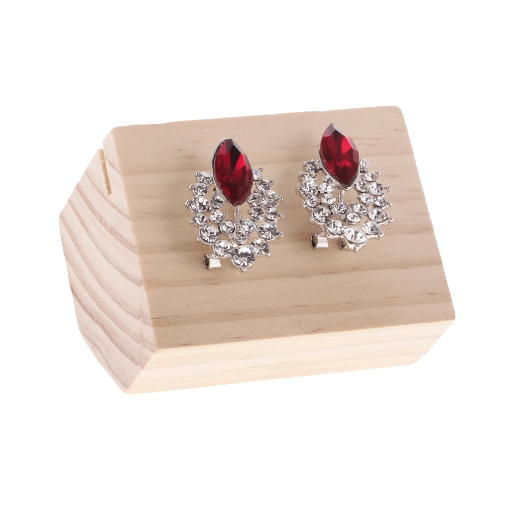 

2pcs Wooden Ring Holder Jewelry Display Stand Showcase Earrings Show Case