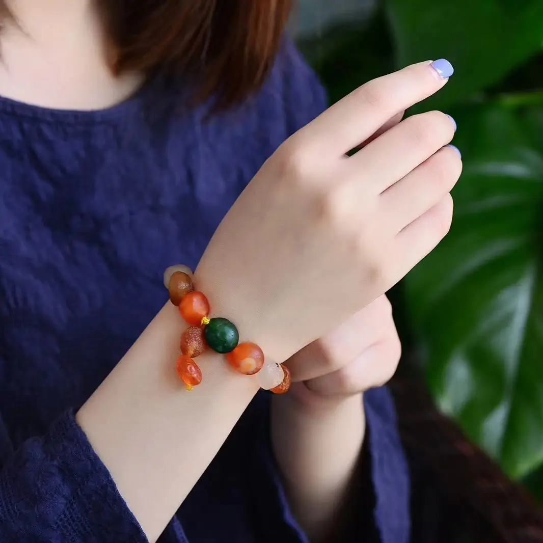 Натуральный красочный браслет из агата Изящные Ювелирные изделия для мужчин и