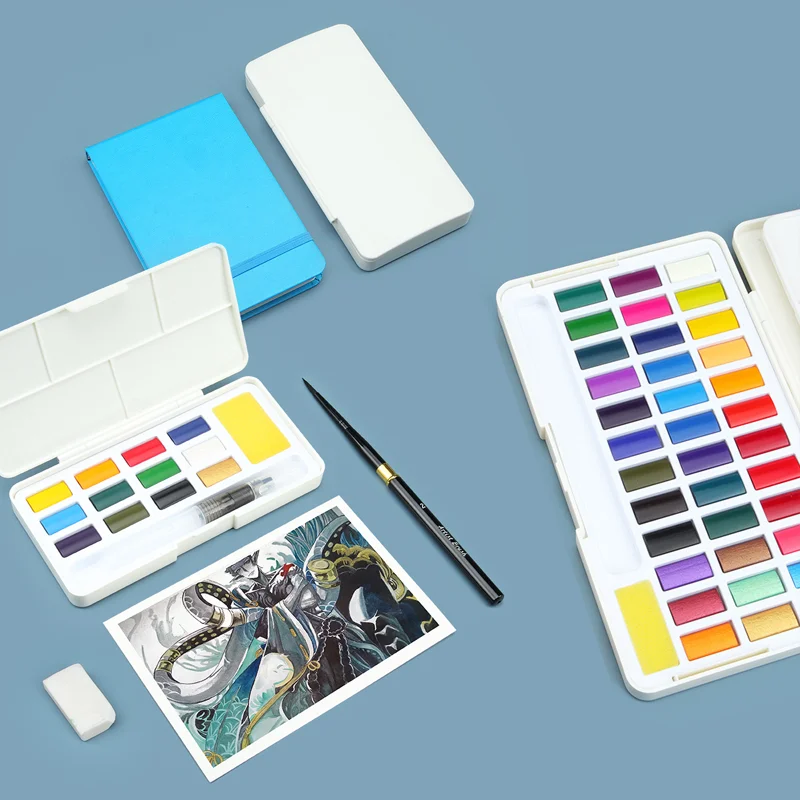 

12 / 24 / 36 / 48 Color Solid Watercolor Paint Set Art Supplies Sketching Painting Filling Watercolor Pigment Art Supplies
