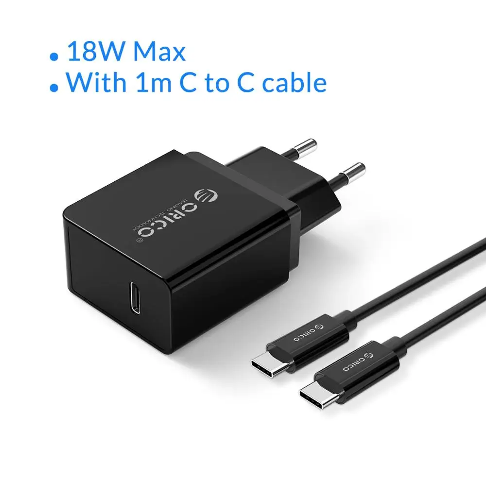 Black with cable ORICO 18 Вт usb type C зарядное устройство Быстрая зарядка PD быстрое зарядное устройство для iPhone 11Pro iPhone 11Pro Max xiaomi huawei PD зарядное устройство - Тип штекера: Black with cable