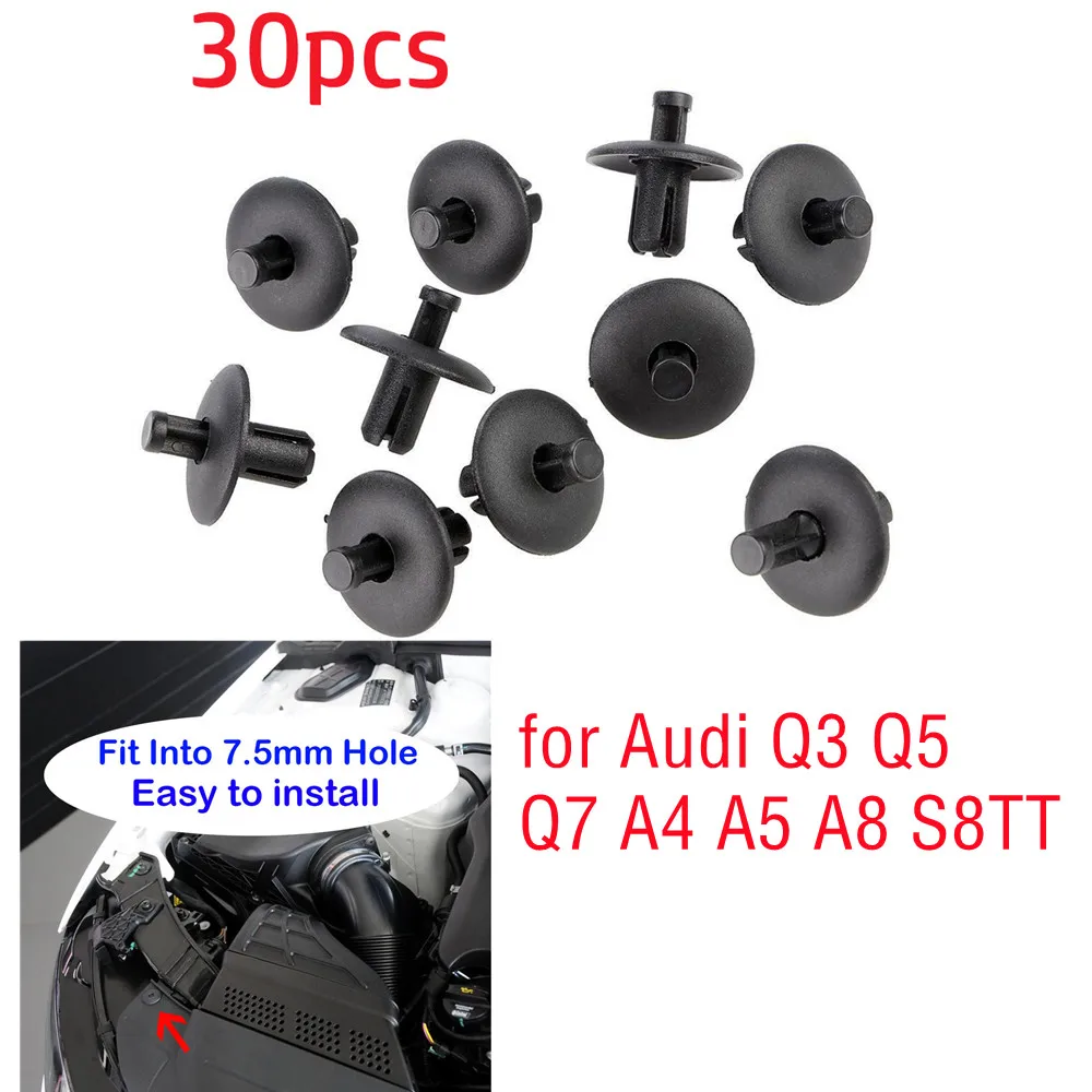 

30pcs Car Push Pin Rivet Fastener Trim Clip 4D0807300 For A8/S8/TT 4D0807300 Fender Liner Rivet Center Shield Retainer Top Cover
