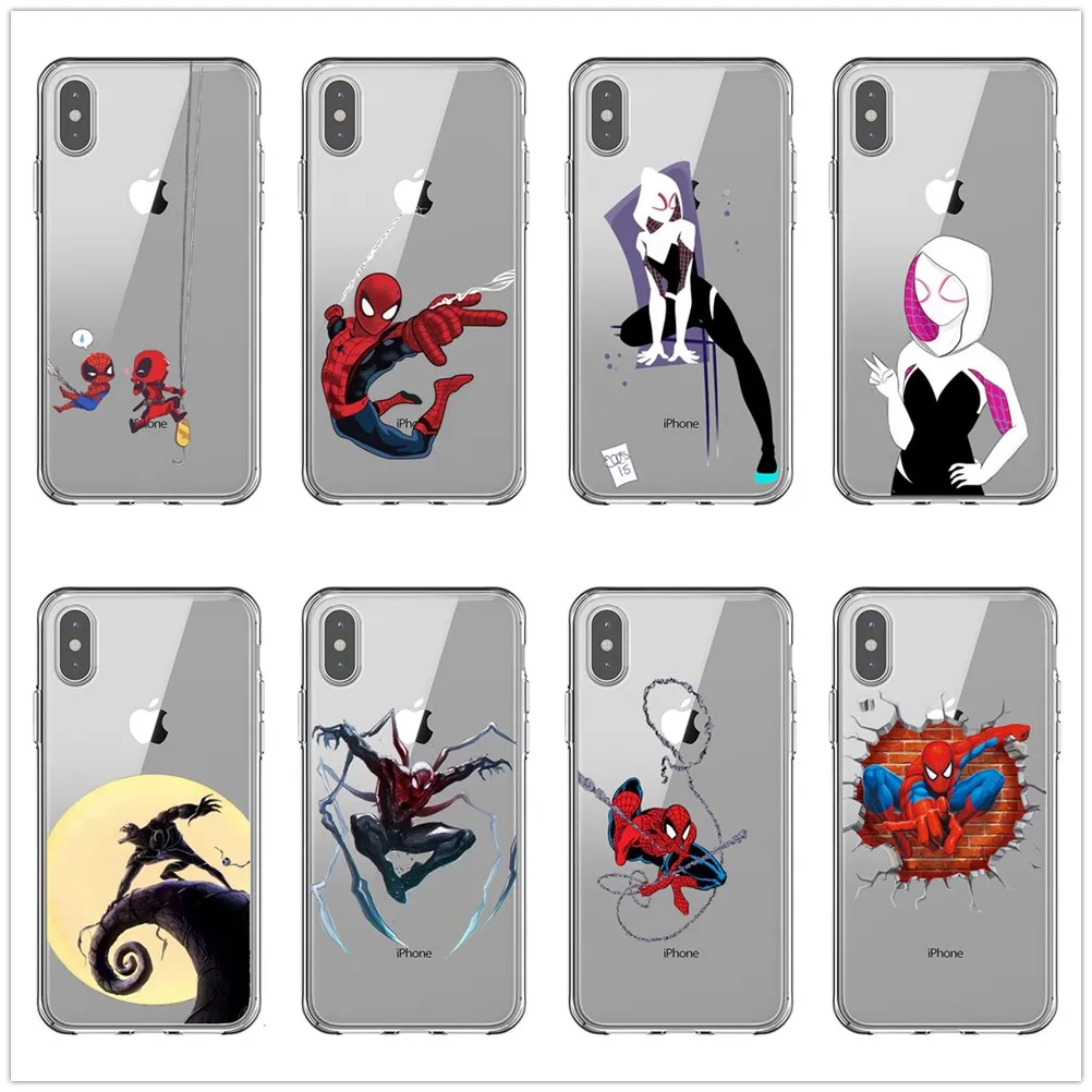 Забавный чехол Marvel Spider Man Gwen для телефона iPhone 5 S SE X 6S 6 7 8 Plus XS Max XR Coque|Чехлы-накладки|