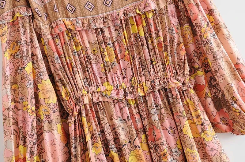 Винтажное шикарное женское платье с галстуком и цветочным принтом Пляжное