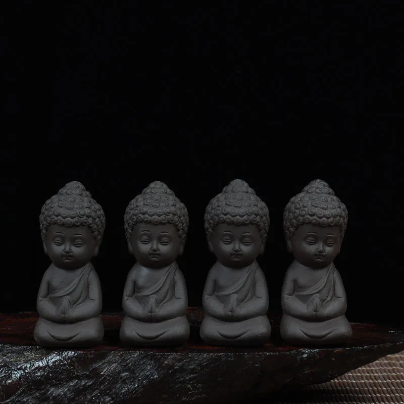 Chinese Little Ceramic Monk Figurine Buddha Statue Teahouse Ornament Car Decoration Lovely Home Decor Living Room | Дом и сад