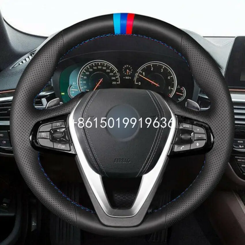 

Customized DIY Black Leather Car Steering Wheel Cover for BMW G30 530i 540i 520d 530e 2016-2018