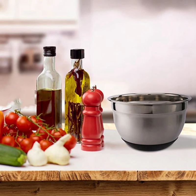 

Mixing Bowls for Kitchen with Lids,Stainless Steel Kitchen Mixing Bowls Non Slip Base and Lids with 3 Grater,for Baking