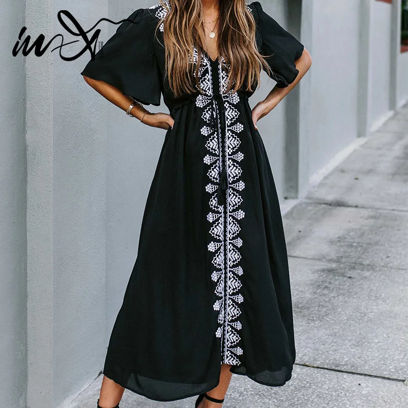 In X сексуальное пляжное платье с вышивкой женское летнее кимоно бахромой длинный