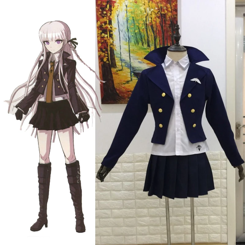 

CostumeBuy Danganronpa Kirigiri Kyouko Full Set Cosplay Costume Dangan-Ronpa Trigger Happy Havoc School Uniform Custom Made