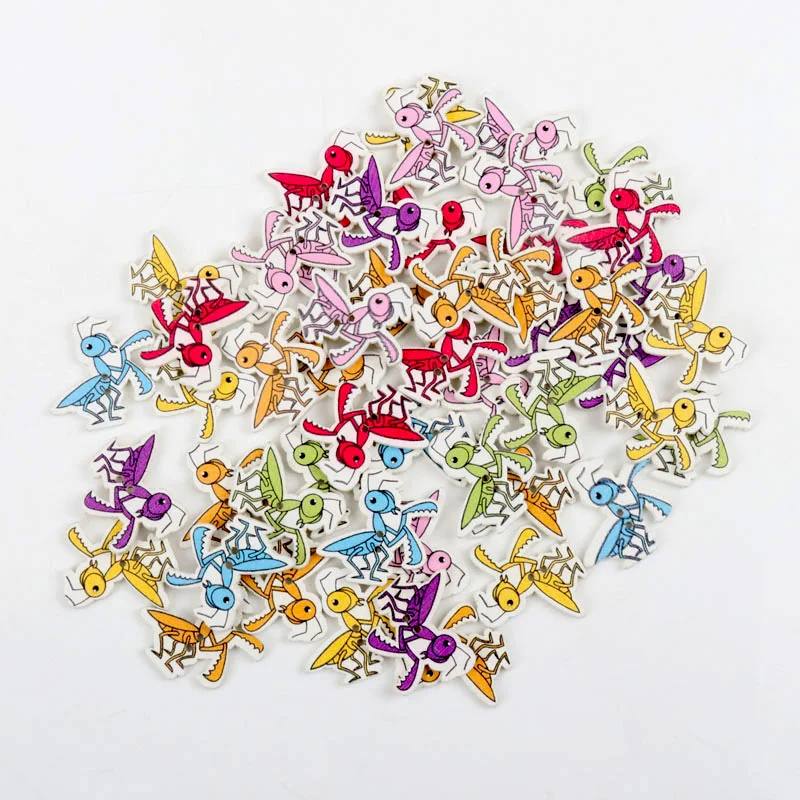 Новинка 2019 деревянные пуговицы для шитья скрапбукинга форма Mantis смешанные