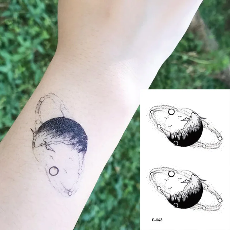 Wyuen тату с геометрическим рисунком планеты новый дизайн поддельные татуировки