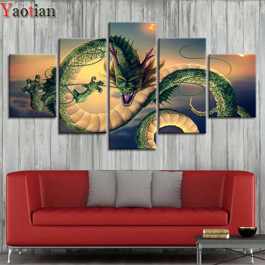 

New Diy Diamond painting 5 Piece Chinese Dragon Diamond embroidery Full Drill Mosaic Square Round Drill,5D Home Decor