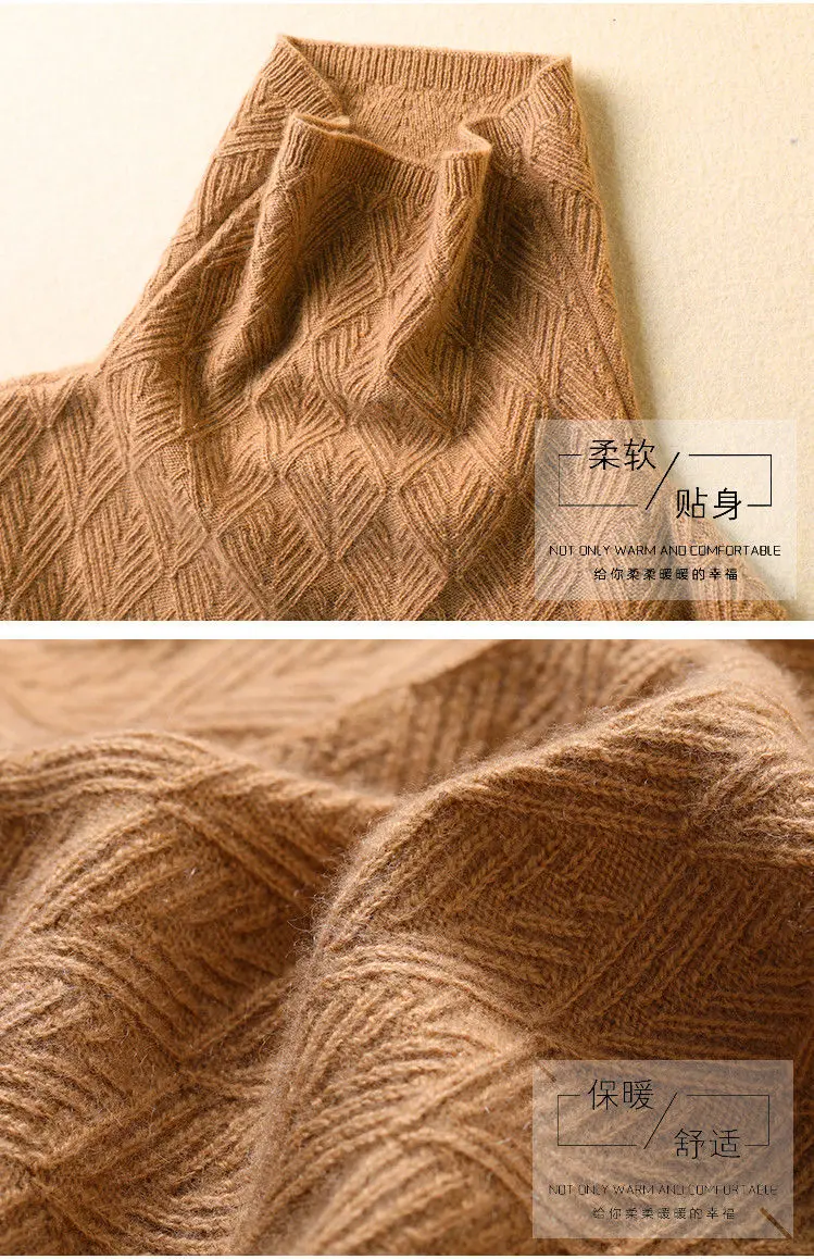 

EBAIHUI Cashmere Sweater Women Turtleneck Pullovers Top Solid Korean Lady Jumper Oversized Winter Wool Knit Basic Sweaters