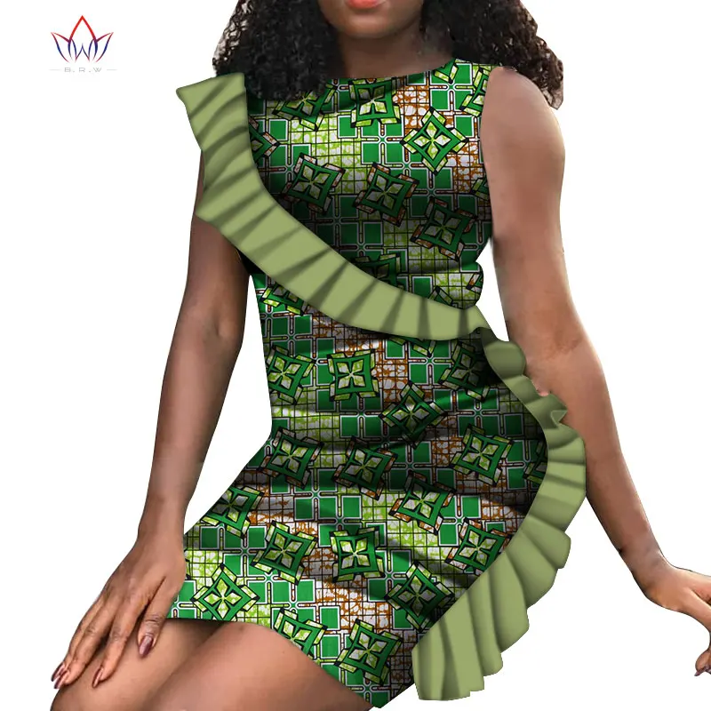 

Africa Dresses for Women Bazin sleeveless African Print Dresses Dashiki Sweet Ladies Traditional African Clothing WY5191