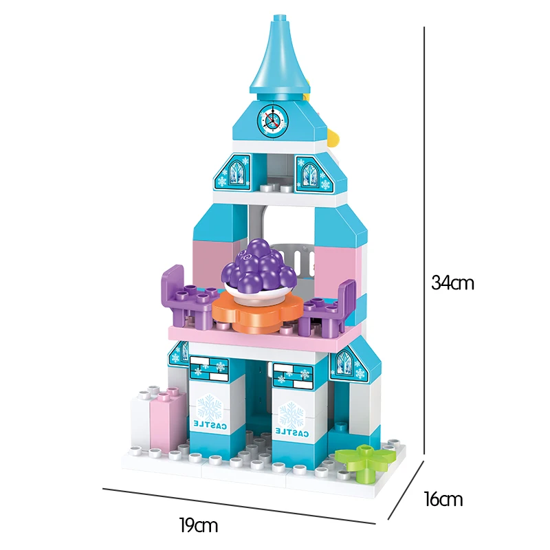 

70PCS City Elsa Ice Castle Big Bricks Compatible Friends Diy Snow Castle Princess House Building Blocks Toys for Girls
