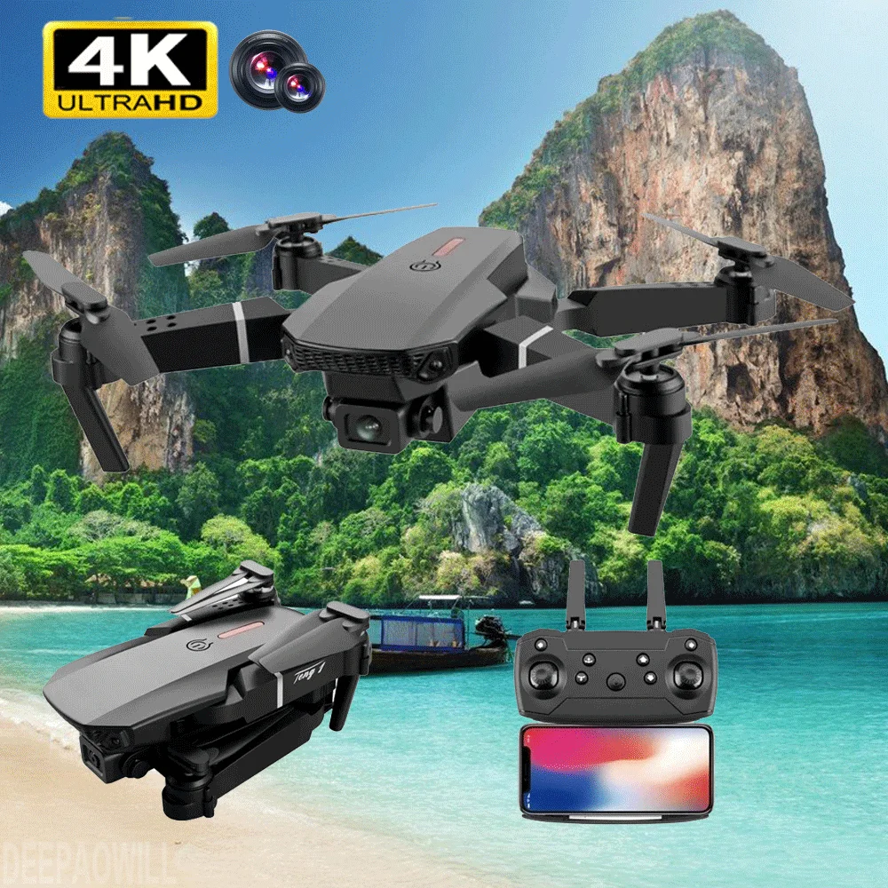

2021 New Mini drone E88 Pro 4k HD dual camera visual positioning 1080P WiFi FPV drone height preservation RC Quadcopter BOY TOYS