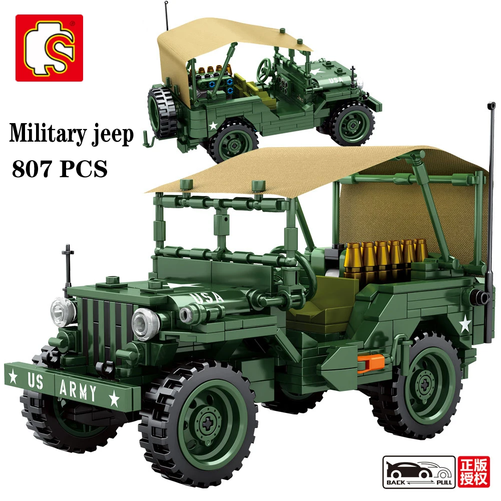 

SEMBO High-tech Cars Bricks WW2 Creator Willis Jeeped Car Retro Military Classic Car Building Blocks Model Boys Toys Gifts