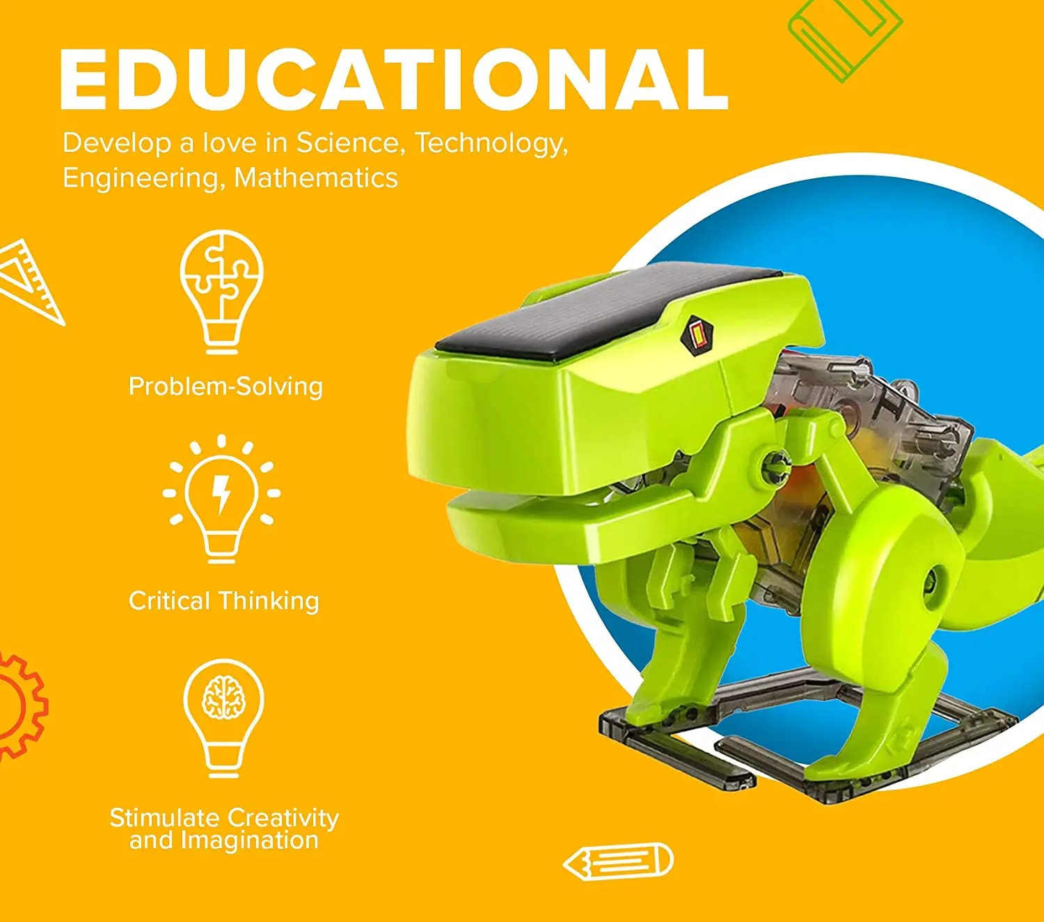 3-in-1 Science Robot Building Kit Build Toys STEM Solar Power Dinosaur T-Rex Transforming Robots Discovery Educational Learning | Игрушки и