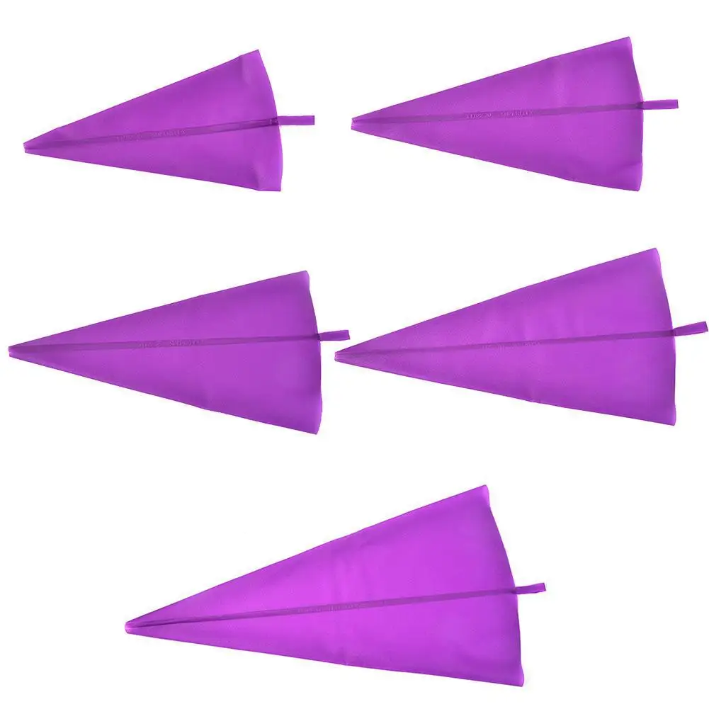 

5 Sizes Purple Silicone Piping Bag Reusable Icing Cream Sugar Pastry craft Bags Cake DIY Hanging Bags Decorating Fondant To E7L3