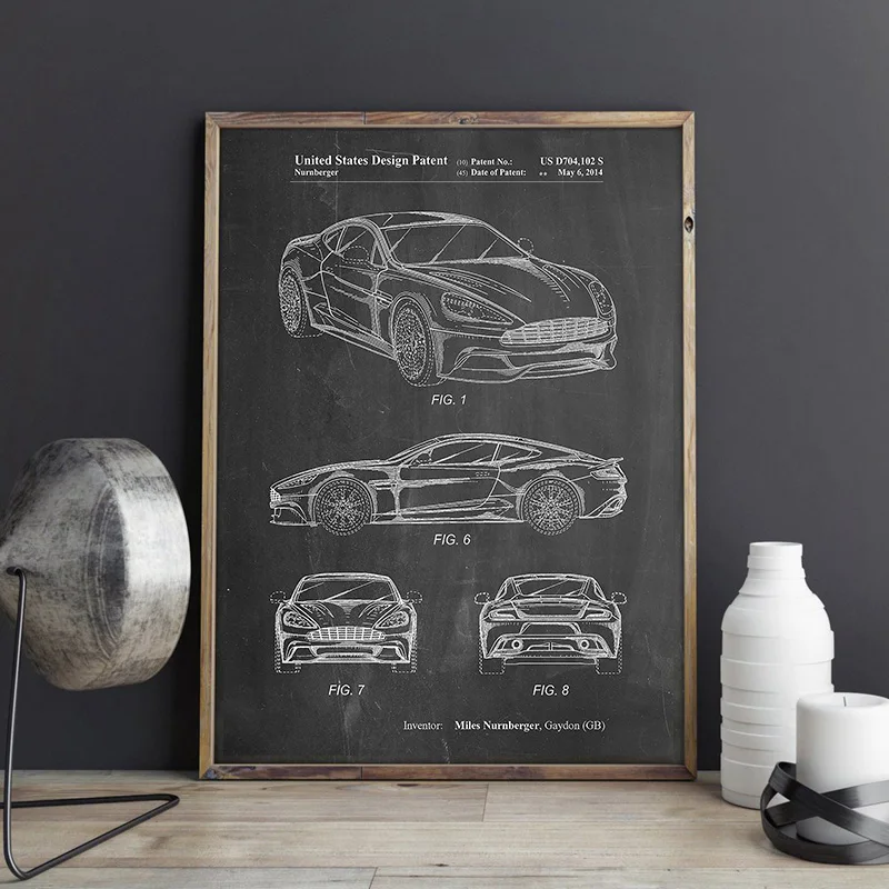 

Car Patent Porsche Artwork Prints Sports Car Canvas Wall Art Poster Room Decor Blueprint Art Painting Picture Gift Idea