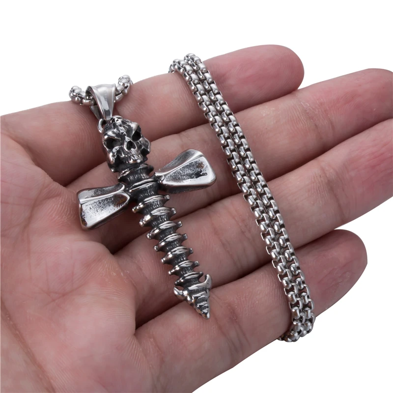 Elfasio мужское ожерелье с подвеской из нержавеющей стали в стиле панк черепом и