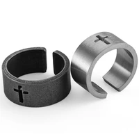 hip hop fashion retro fashion brand titanium steel personality men and women couples hollow cross ring ring tail