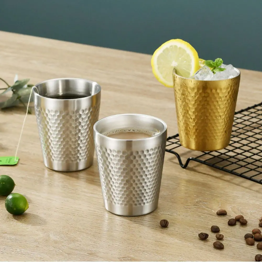 

Stainless Steel Double Layer Water Cup Diamond Hammer Water Cup Beer Cup Coffee Cup