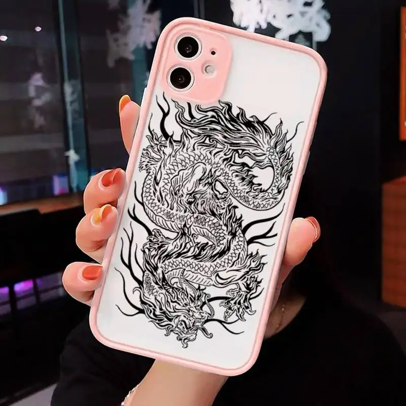 

dragon animal original art cartoon Phone Case Matte Transparent for iPhone 7 8 11 12 s mini pro X XS XR MAX Plus cover funda