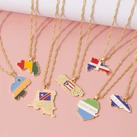2020 european and american fashion jewelry multicolor dripping oil country map necklace fashion jewelry factory direct sales